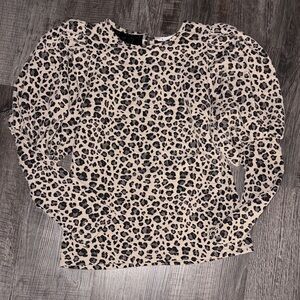 THML Animal Print Puff Sleeve Blouse